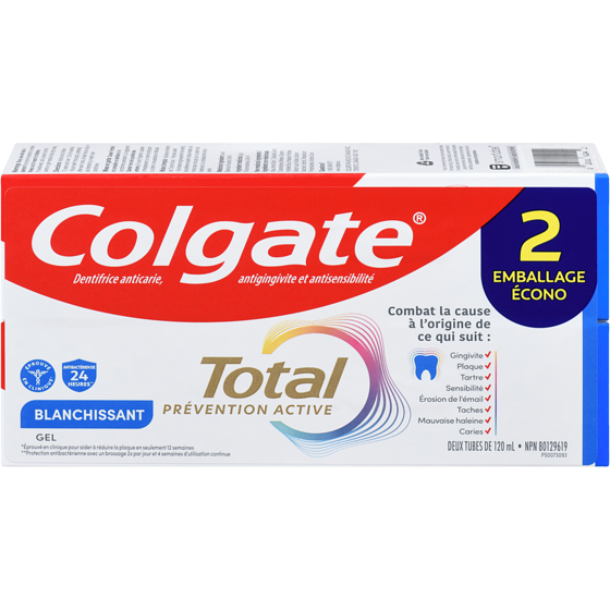 Colgate Dentifrice en gel Total Blanchissant 2x120.0 ml, 2,50 $/100ml
