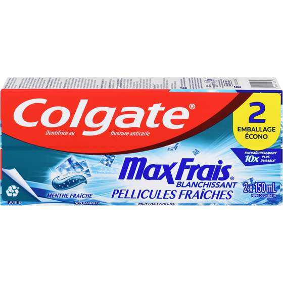 Colgate Dentifrice MaxFresh avec mini rayures d'haleine, menthe propre 150 ml, 5,33 $/100ml