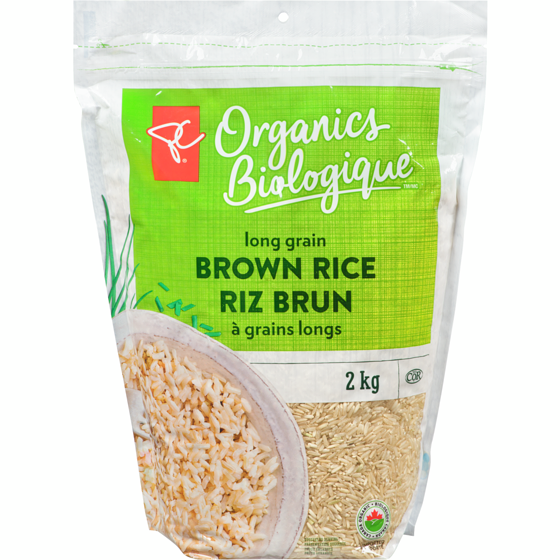 PC Organics Organic Long Grain Brown Rice 2 kg, $0.53/100g