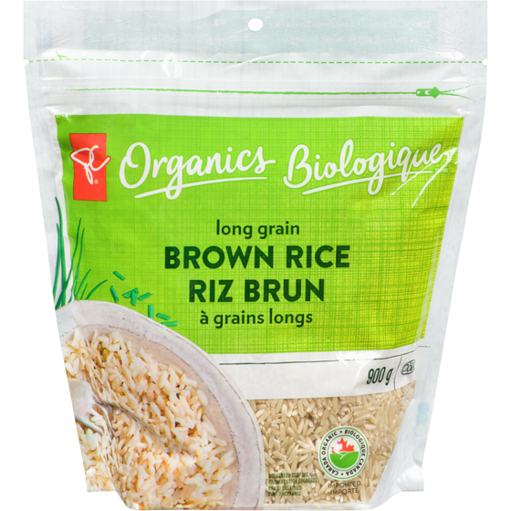 PC Biologique Riz Brun ? Grains Longs 900 g, 0,61 $/100g
