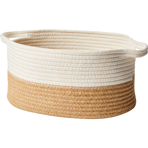 Life at Home Neutral 2-Tone Rope Basket with Handles, Medium, ,13 in x 13 x 7 in, Light Brown and Cream 1 ea, $10.50/1ea