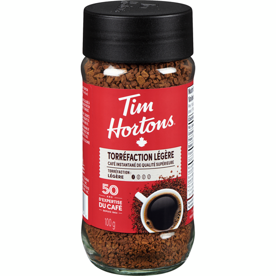 Tim Hortons Café instantané, léger 100 g, 9,49 $/100g