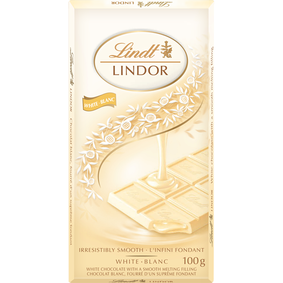 Lindt LINDOR Barre de chocolat blanc 100 g, 5,49 $/100g