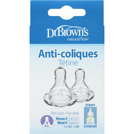 Dr. Brown Tétines pour biberon narrow- Niveau 4, 2pk 1 ea, 4,66 $/1ch