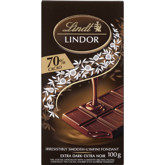 Lindt LINDOR 70% Cacao Dark Chocolate Bar 100 g, $4.99/100g