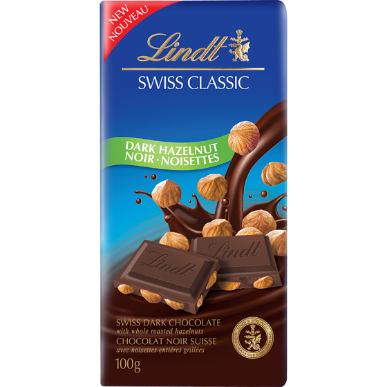 Lindt SWISS CLASSIC Hazelnut Dark Chocolate Bar 100 g, $5.49/100g