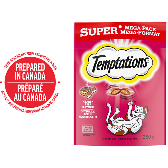 Temptations Hearty Beef Flavour Adult Cat Treats 350 g, $2.14/100g