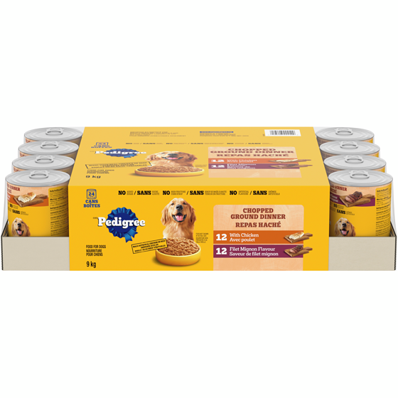 Pedigree Nourriture humide pour chiens – repas haché, emballage de 24 (poulet et filet mignon) 9 kg, 0,48 $/100g