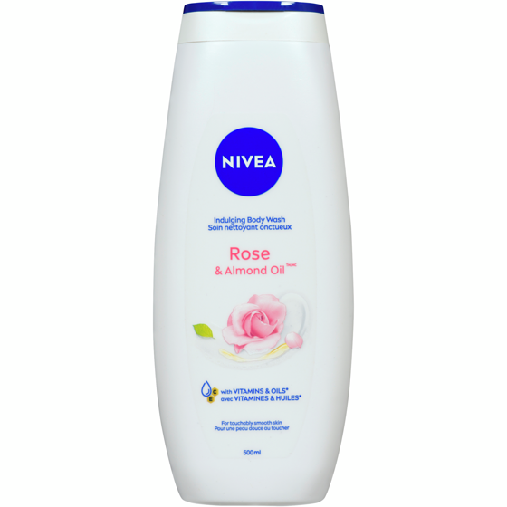 Nivea Crème douche nettoyante Care and Roses Harmony Time, lait d’amande et parfum de rose 500 ml, 1,20 $/100ml