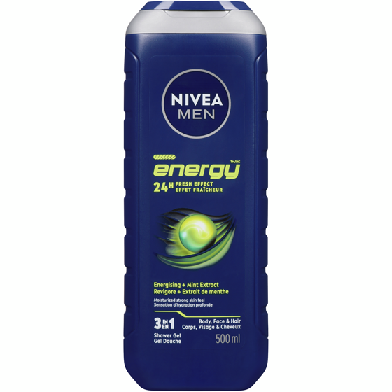 Nivea Gel douche corps, visage et cheveux Energy pour hommes 500 ml, 1,40 $/100ml