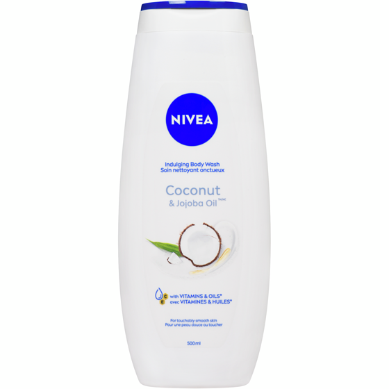 Nivea Crème douche nettoyante Care and Coconut Hydration, huile de jojoba et parfum de noix de coco 500 ml, 1,06 $/100ml