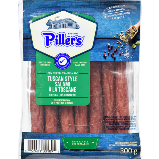 Pillers Tuscan Style Salami Sticks Dry Cured 300 g, $4.50/100g