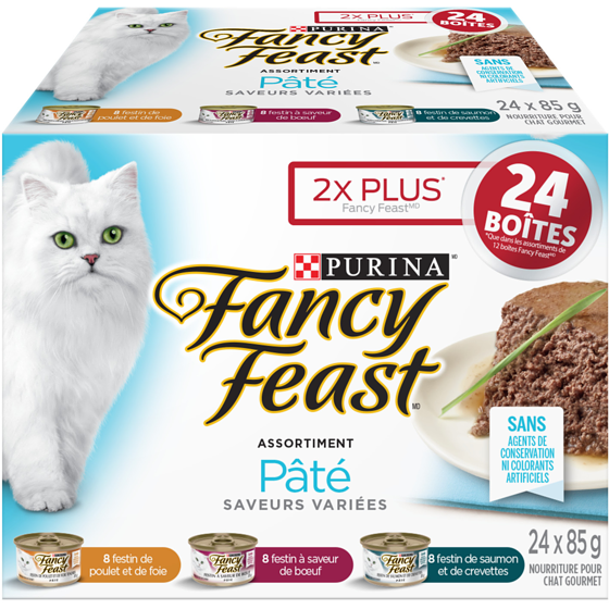 Purina Fancy Feast Assortiment Pâté, Nourriture Humide pour Chats 24 x 85 g 2.04 kg, 1,08 $/100g