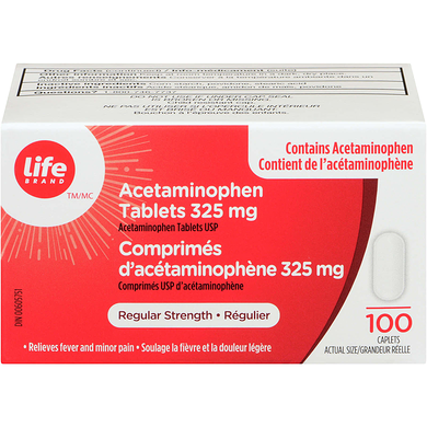 Life Acétaminophène, régulier, 325 mg 100 ea, 0,09 $/1ch