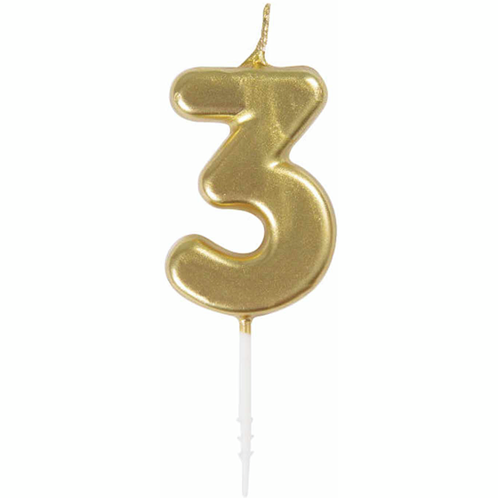 null Mini Gold Number 3 Pick Birthday Candle 1 ea, $2.00/1ea