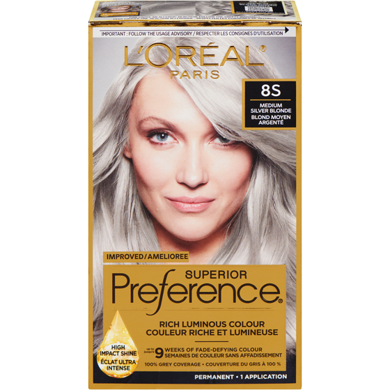 L'Oreal Paris Superior Preference Permanent Hair Colour, 8S Medium Silver Blonde 1 ea, $19.49/1ea