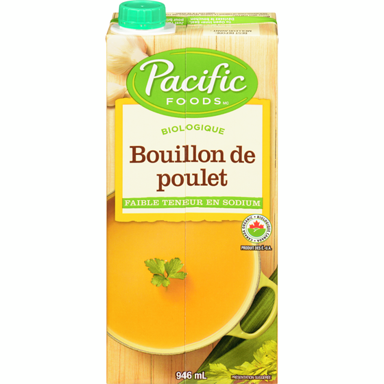 Pacific Bouillon de poulet biologique faible en sodium 946 ml, 0,79 $/100ml
