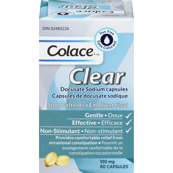 Colace Clear Cap 60 ea, $0.32/1ea