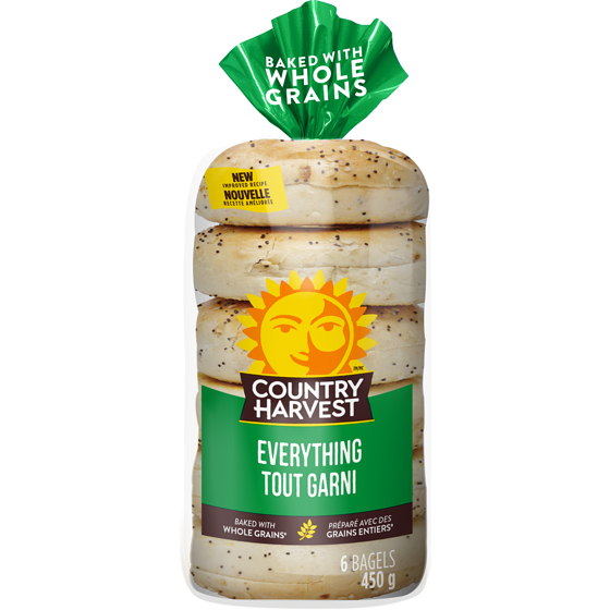 Country Harvest Bagel tout garni 450 g, 0,89 $/100g