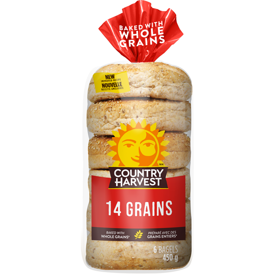 Country Harvest Bagel 14 grains 450 g, 0,67 $/100g
