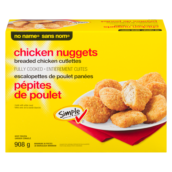 Sans Nom Bouchées pépites de poulet pané, entièrement cuites 908 g, 0,66 $/100g