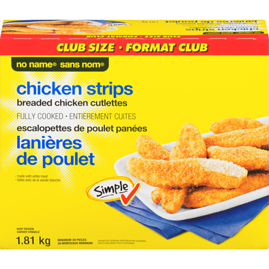 No Name Chicken Strips, Club Pack 1810 g, $0.72/100g