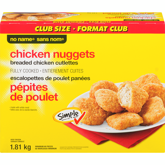 No Name Breaded Chicken Cutlettes Chicken Nuggets Club Size 1810 g, $0.61/100g