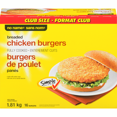 No Name Chicken Burger, Club Pack 1810 g, $0.72/100g