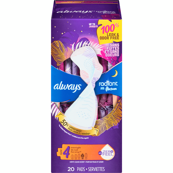 Always Serviettes avec ailes de nuit 20 ea, 0,65 $/1ch