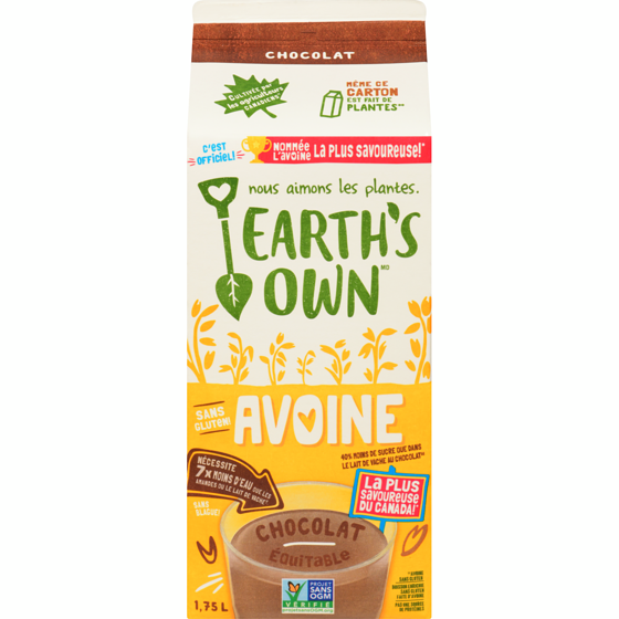 Earth’s Own Sans gluten Boisson à l’avoine Chocolat 1.75 l, 0,23 $/100ml