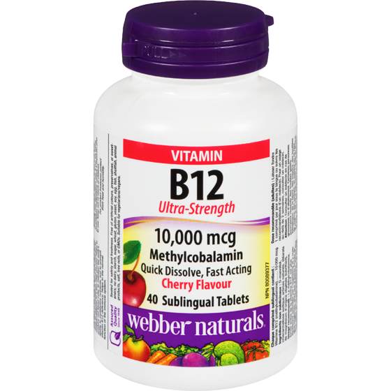 Webber Naturals Vitamin B12 Ultra Strength 10, 000Mcg Cherry Flavour 40 ea, $0.40/1ea
