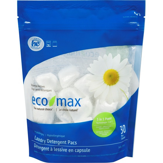 Eco-Max Laundry Detergent Pacs 30 ea, $0.37/1ea