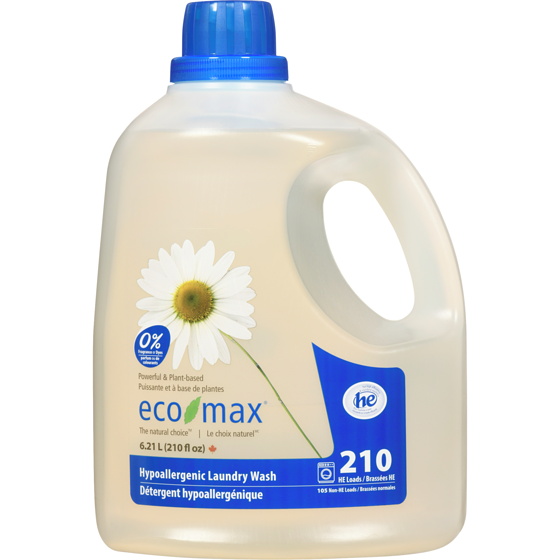 Eco-Max Détergent à lessive hypoallergénique The Natural Choice, 210 brassées HE 6.21 l, 0,39 $/100ml