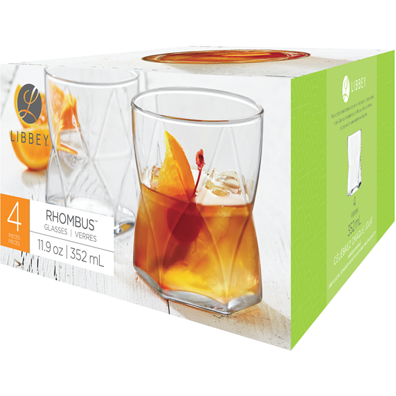 Libbey Rhombus, Glasses, Set of 4 4x1.0 ea, $2.25/1ea