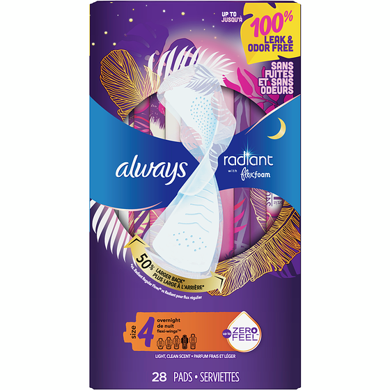 Always ALWAYS RADIANT SERV NUIT AILES 28 ea, 0,57 $/1ch
