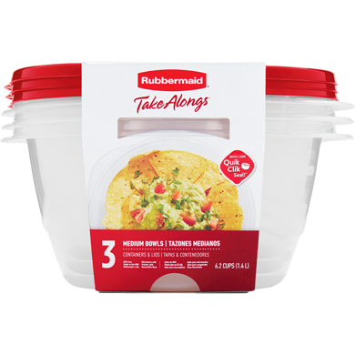 Rubbermaid TakeAlongs Serving Bowl Food Storage Containers, Ruby Red, 3 Pack, 1.4L 1 ea, $1.83/1ea