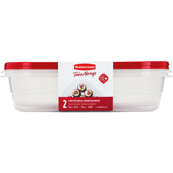 Rubbermaid Boîtes de conservation rectangulaires TakeAlongs, rouge rubis, lot de 2 1 ea, 4,50 $/1ch