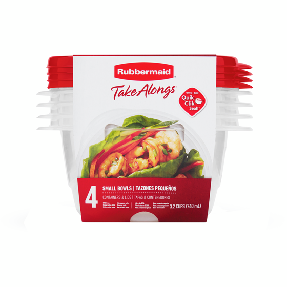 Rubbermaid Contenants de conservation des aliments TakeAlongs Small Bowls, lot de 4 1 ea, 1,75 $/1ch