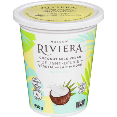 Riviera Vegan Yogurt, Plain Coconut 650 g, $1.15/100g