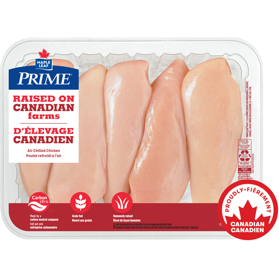 Maple Leaf Poitrines de poulet désossées, sans peau, D'élevage canadien 1 ea, 20,00 $/1ch