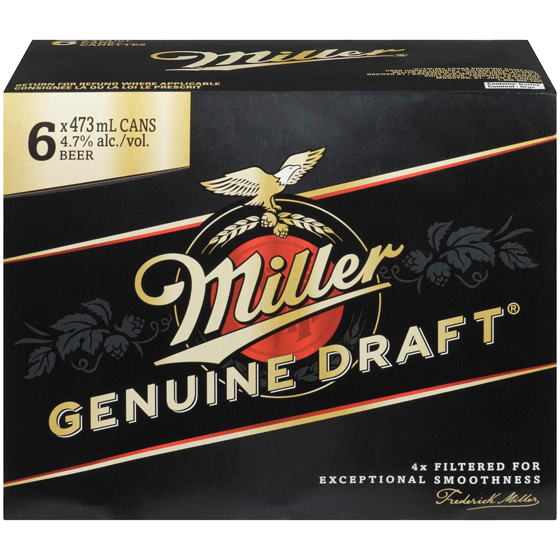 Miller Genuine Draught Beer (ID required at pick-up) 6x473.0 ml, $0.70/100ml