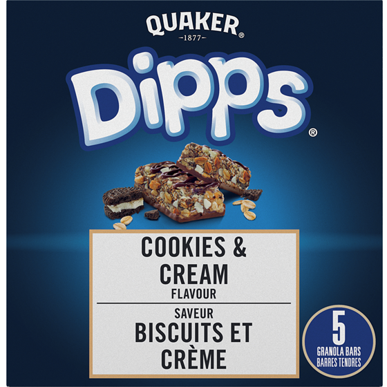 Quaker Dipps Barres tendres Saveur Biscuits et crème 150 g, 2,79 $/100g