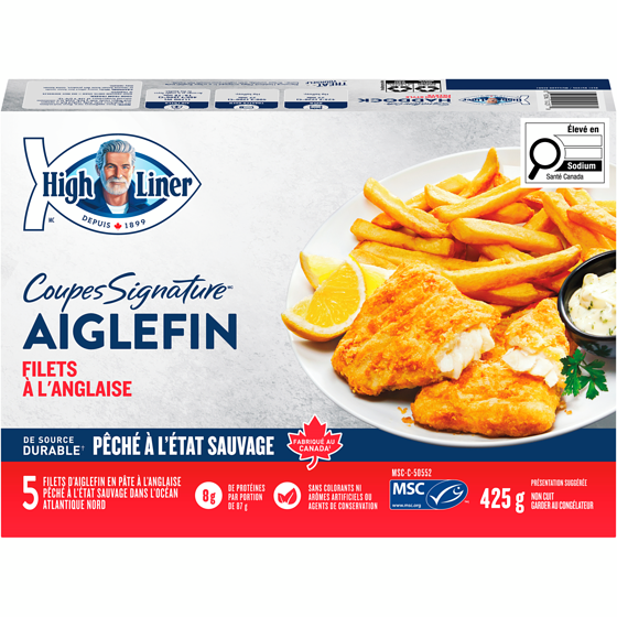 High Liner Coupes Signature Filets D’aiglefin En Pâte À L’anglaise 425 g, 4,94 $/100g
