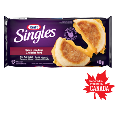 Kraft Singles Sharp Cheddar Extra Thick Slices 410 g, $1.83/100g
