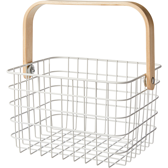 Life at Home Metal Storage with Handle, Metal and Wood, White 1 ea, $25.00/1ea