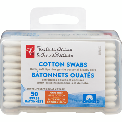 President's Choice Travel Cotton Swabs 50Ct   50 ea, $0.04/1ea
