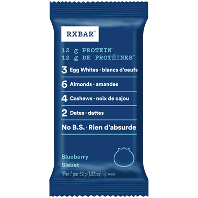 RXBar 12 G. Protein Bar Blueberry   52 g, $5.75/100g