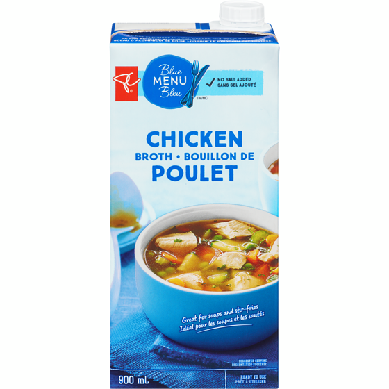 PC Menu Bleu Bouillon de poulet 900 ml, 0,22 $/100ml