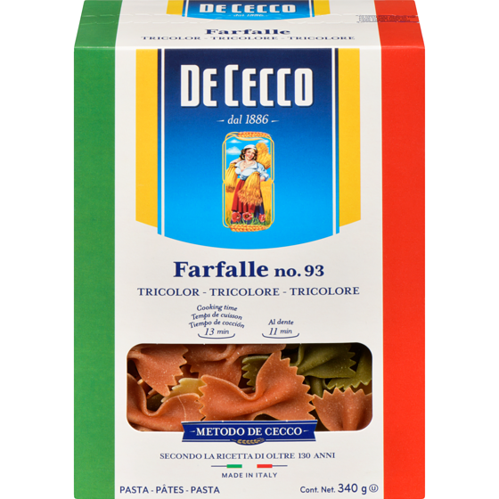 De Cecco Pâte Fusilli No. 34 tricolore 340 g, 1,03 $/100g