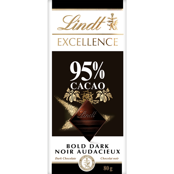 Lindt EXCELLENCE 95% Cacao Dark Chocolate Bar 80 g, $7.49/100g